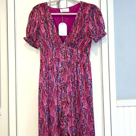 POLIN art MOI BNWT pink swirl patterned midi - Picture 1 of 8